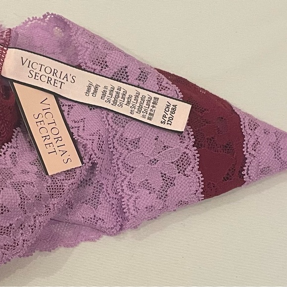 NEW WITH TAGS VICTORIA’S SECRET 3 PK SIZE S  MAGENTA/PURPLE LACE CHEEKY PANTIES - Picture 5 of 5